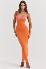 flame orange maxi dress