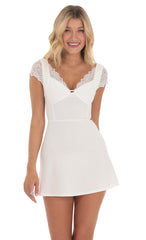 Lace Sleeve Dress in White