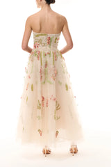 Embroidered Tulle Tea-Length Dress