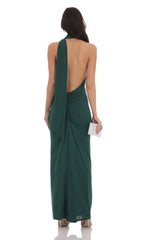 Wrap Scarf Strap Maxi Dress in Green