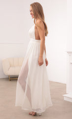 Ivory Chiffon Slit Maxi Dress