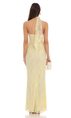 Scarf Lace Maxi Dress in Yellow