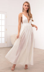 Ivory Chiffon Slit Maxi Dress