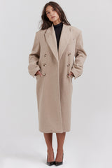 oatmeal double breasted coat
