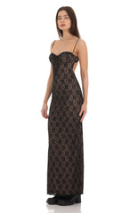 Lace Bodycon Maxi Dress in Black