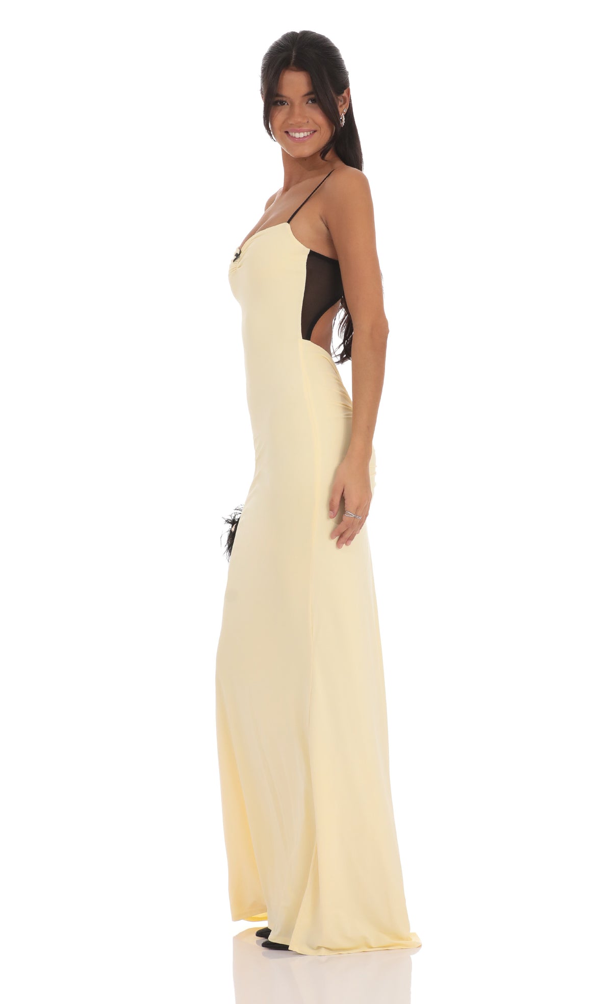 Open Back Two-Toned Maxi Dress in Yellow
