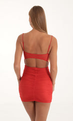 Mesh Bodycon Dress in Red