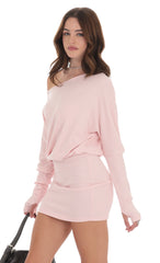 Off Shoulder Pencil Skirt Dress in Pink