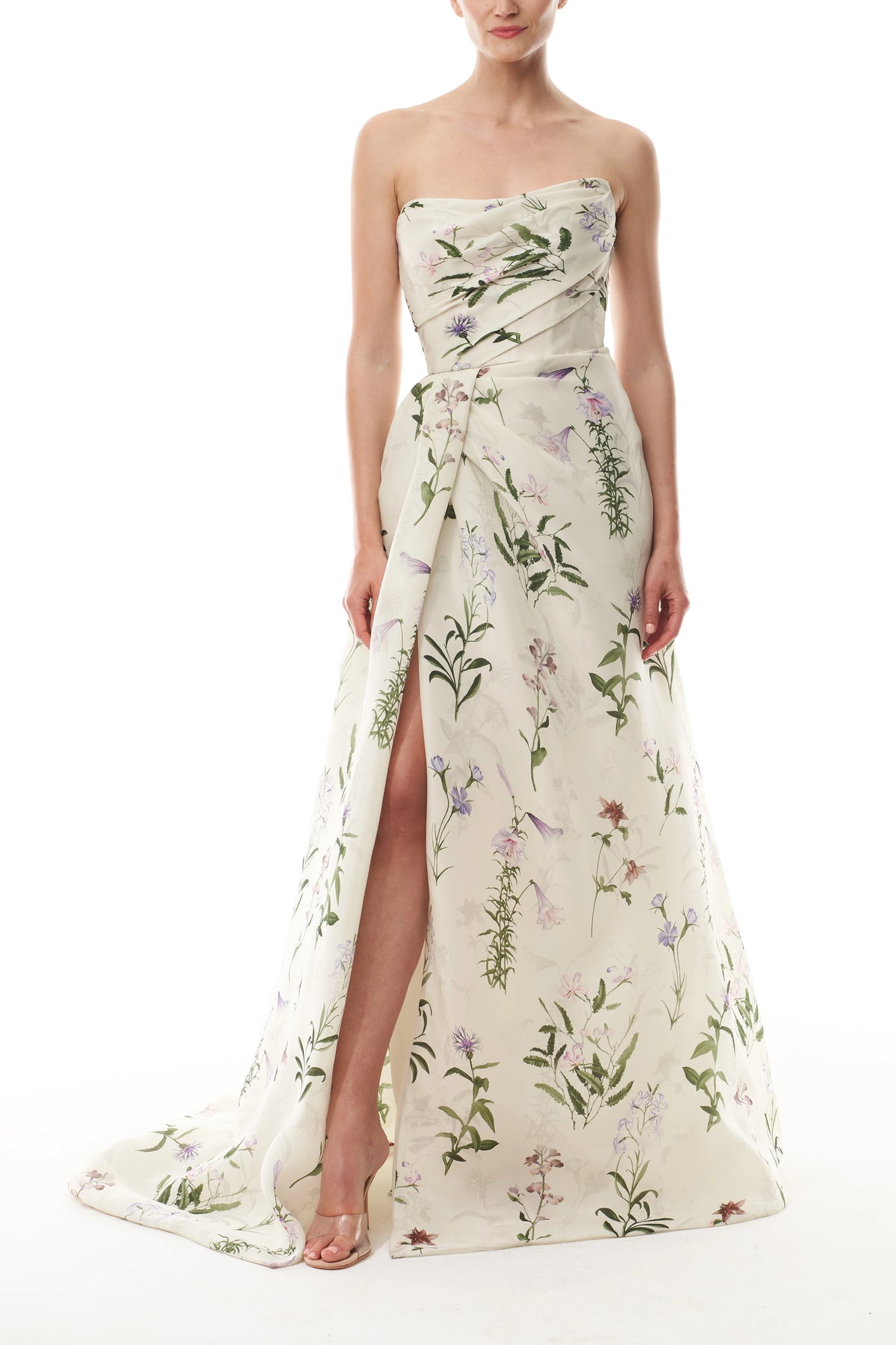 Floral Gazar Draped Gown