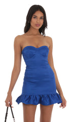 Ruffle Bodycon Dress in Blue