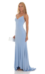 Open Back Maxi Dress in Blue