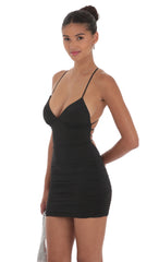 Strappy Butterfly Bodycon Dress in Black