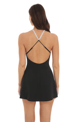 Pearl Halter Dress in Black