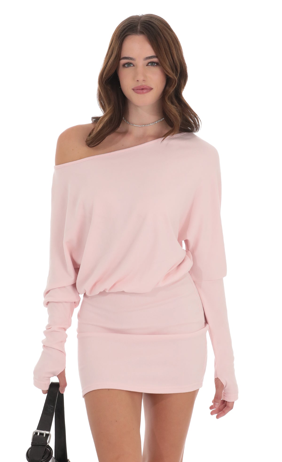 Off Shoulder Pencil Skirt Dress in Pink