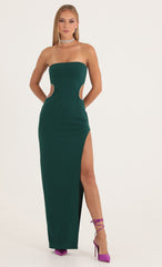 Rhinestone Cutout Maxi Dress in Green