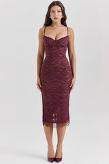 mulberry lace midi dress