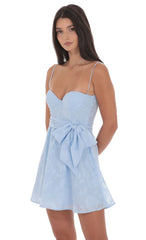 Floral Corset A-line Dress in Light Blue