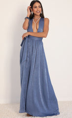 Satin Maxi Dress in Palace Blue