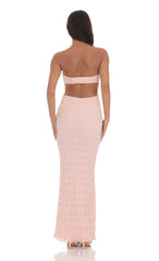 Smocked Strapless Maxi Dress in Pink