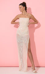 Sequin Maxi Dress in Peach