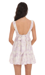 Floral Babydoll Dress in Lavender Cream