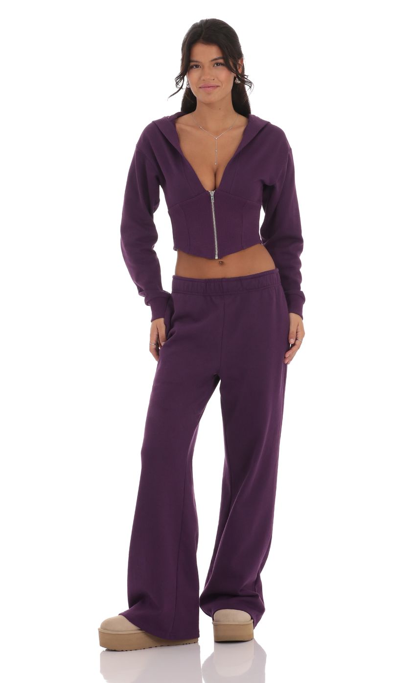 Back Pocket Straight Sweatpants in Purple