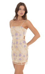 Gold Floral Mesh Dress