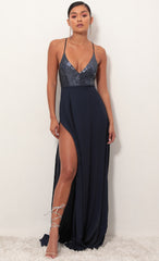 Matte Navy Sequin Maxi Dress