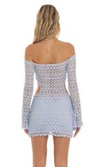 Crochet Cutout Dress in Blue