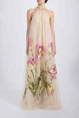 Tulip Sequin Appliqué Halter Dress