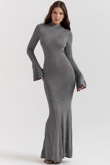 steel metallic maxi dress