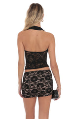 Lace Halter Top in Black