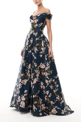 Off-The-Shoulder Floral Ballgown