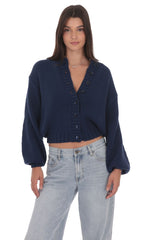 Chunky Knit Cardigan in Blue