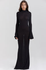 black knit maxi dress