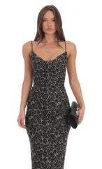 Mesh Cowl Neck Maxi Dress in Cheetah Print