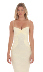 Lace Contour Maxi Dress in Yellow