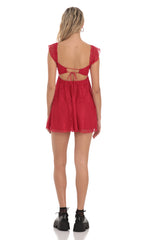 Lace Babydoll Dress in Red