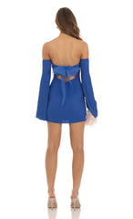 Knit Bell Sleeve Dress in Blue