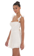 Embroidered Trim A-line Dress in White