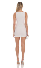 Mesh Ruched Bodycon Dress in White