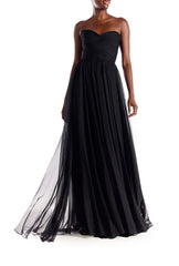 Strapless Draped Chiffon Gown