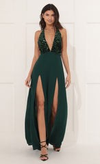 Sequin Maxi Dress in Green