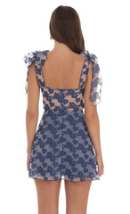 Floral A-line Dress in Navy