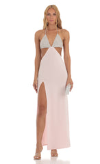 Two Toned Sequin Bikini Cutout Dress in Pink