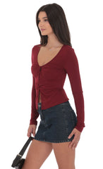 Double Twist Top in Burgundy