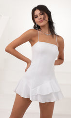 Asymmetrical Frill Dress in White