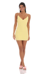 Mini Ruffles Bodycon Dress in Yellow