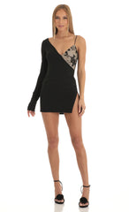 Asymmetrical Crepe Dress in Black