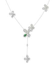 Floral White Gold Y Necklace